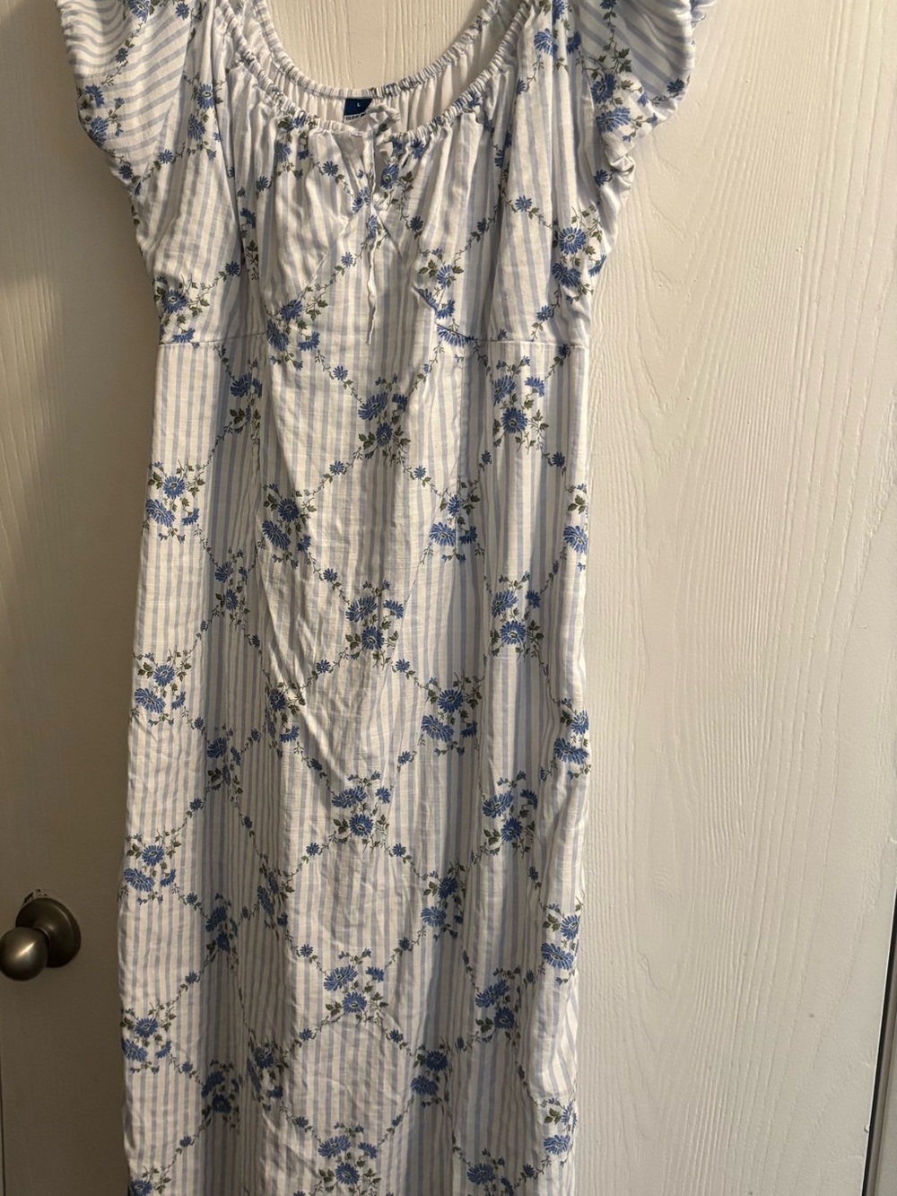 Old Navy White and Blue Floral Midi Dress